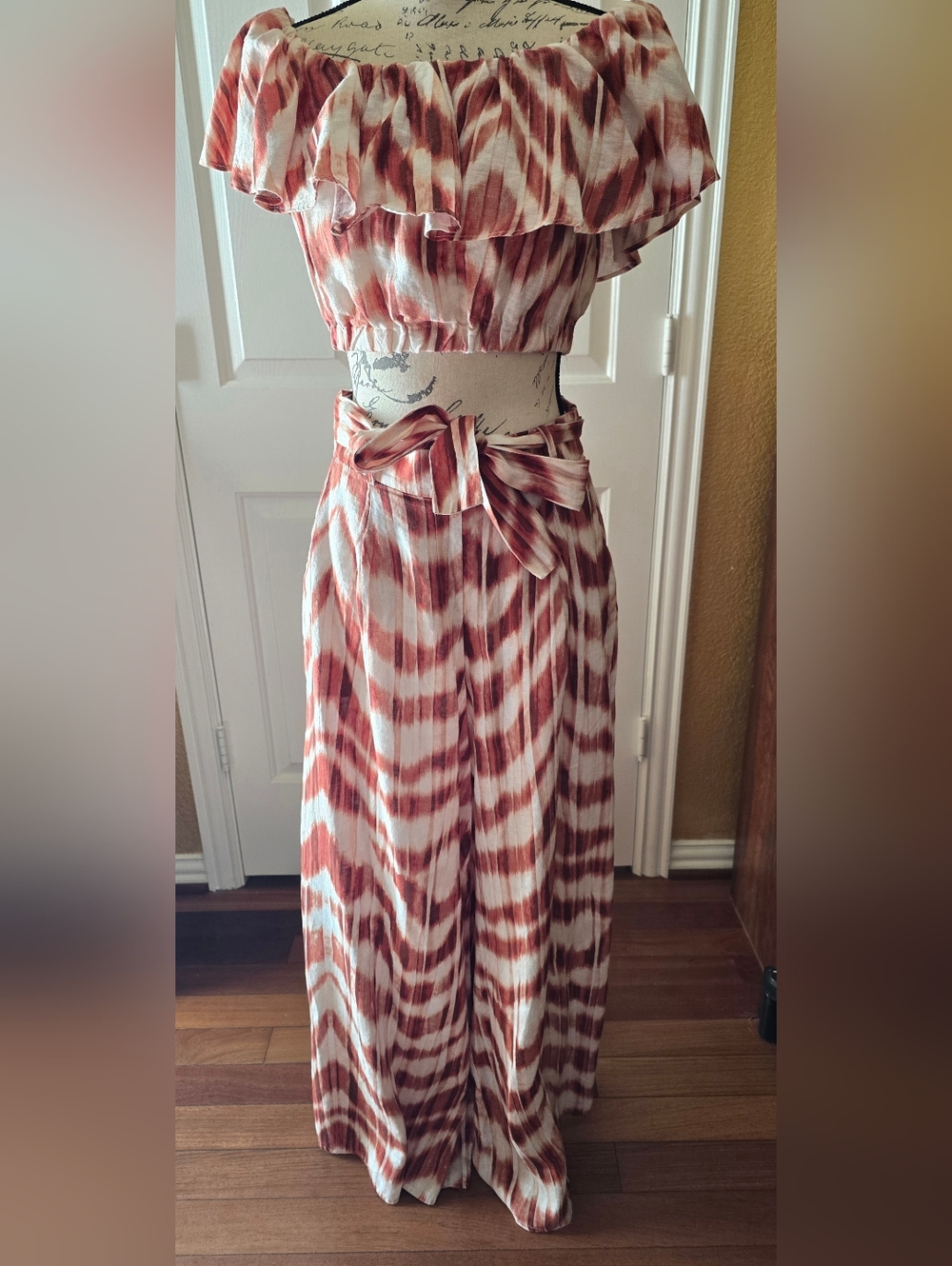 Banana Republic Rust Tie-Dye Off-Shoulder Top &  Wide-Leg Pants Size M